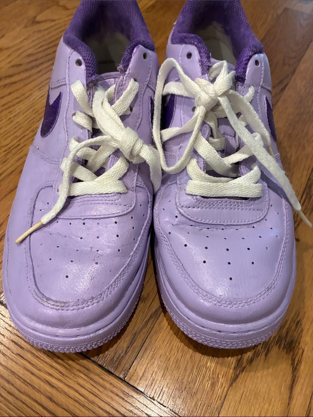 Nike Kids Lilac Leather Sneakers with White Laces